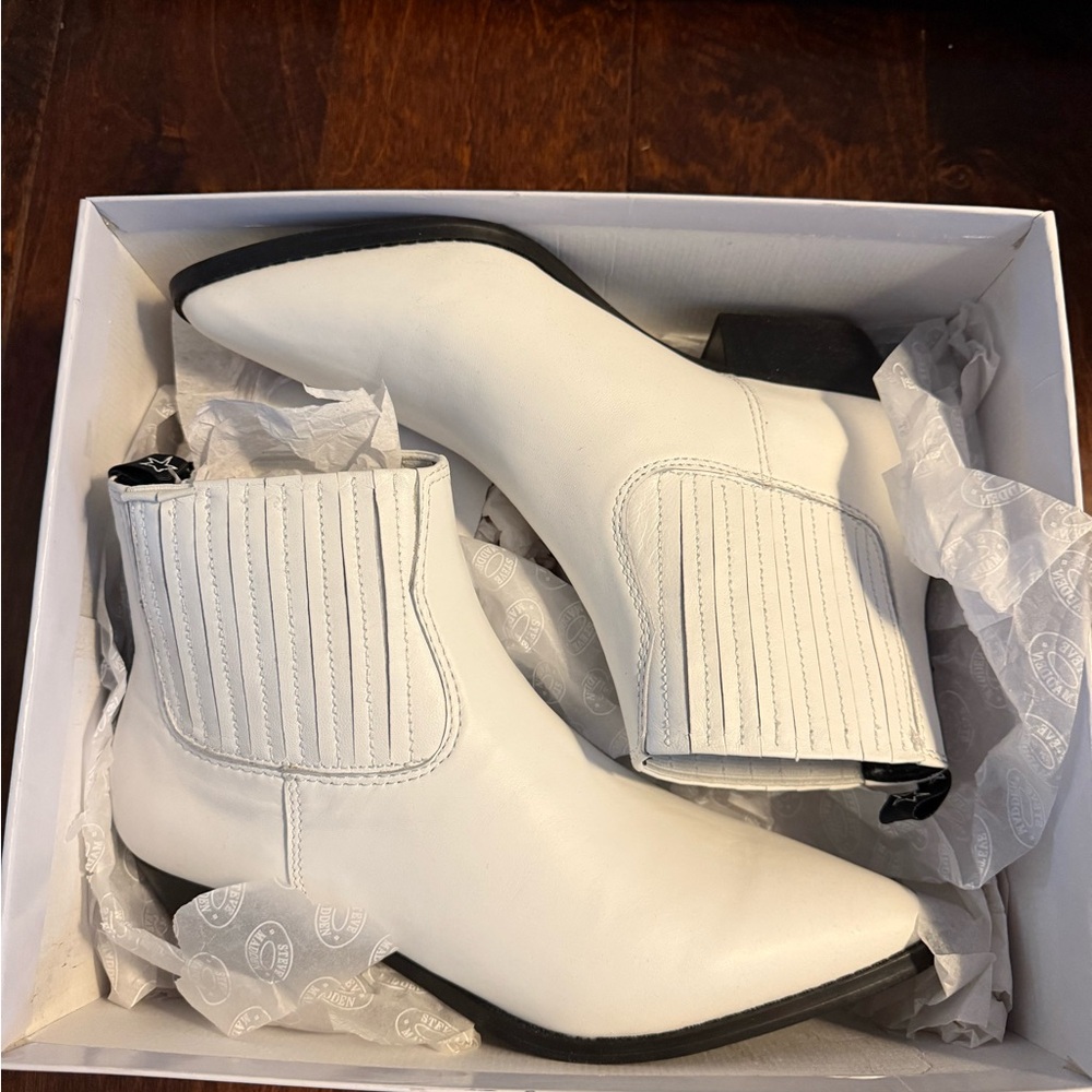 Steve Madden White Ankle Booties